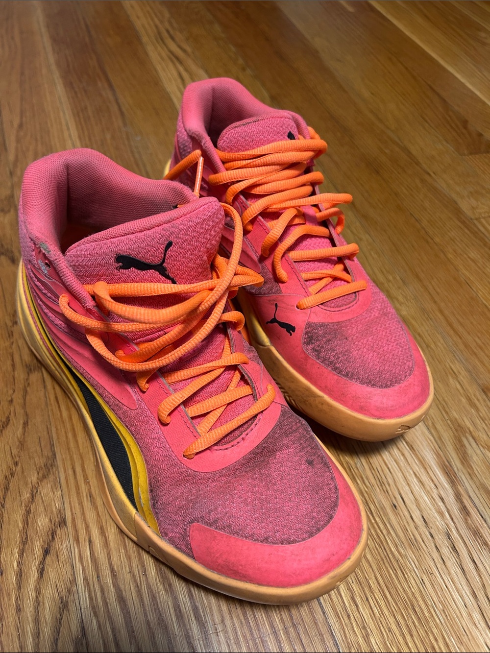 Puma Kids Pink and Orange Lace-Up Sneakers